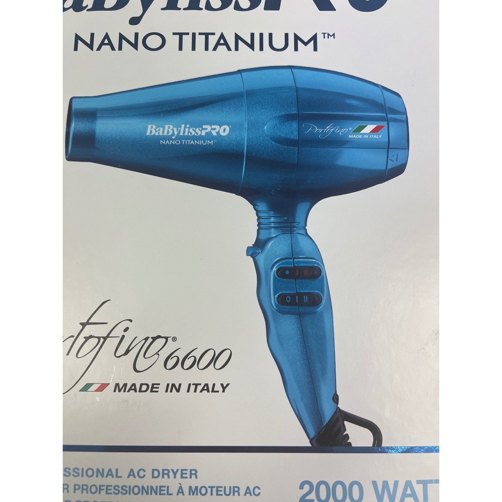 BaBylissPRO Hair Dryer Womens Blue Nano Titanium Portofino 6600 2000W Italy - Picture 2 of 7